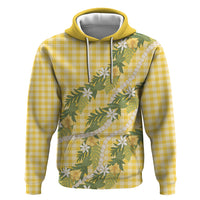 Aloha Puakenikeni Anthurium Pikake Lei Hoodie Gold Hawaiian Palaka Pattern LT9 Pullover Hoodie Gold - Polynesian Pride