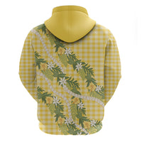 Aloha Puakenikeni Anthurium Pikake Lei Hoodie Gold Hawaiian Palaka Pattern LT9 - Polynesian Pride