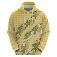 Aloha Puakenikeni Anthurium Pikake Lei Hoodie Gold Hawaiian Palaka Pattern