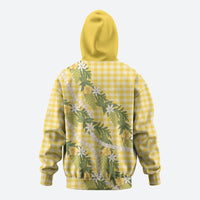 Aloha Puakenikeni Anthurium Pikake Lei Hoodie Gold Hawaiian Palaka Pattern LT9 - Polynesian Pride