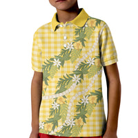 Aloha Puakenikeni Anthurium Pikake Lei Kid Polo Shirt Gold Hawaiian Palaka Pattern LT9 Kid Gold - Polynesian Pride