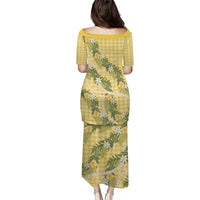 Aloha Puakenikeni Anthurium Pikake Lei Puletasi Gold Hawaiian Palaka Pattern LT9 - Polynesian Pride
