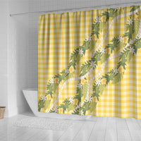 Aloha Puakenikeni Anthurium Pikake Lei Shower Curtain Gold Hawaiian Palaka Pattern
