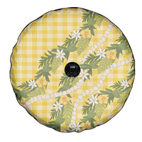 Aloha Puakenikeni Anthurium Pikake Lei Spare Tire Cover Gold Hawaiian Palaka Pattern