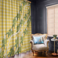 Aloha Puakenikeni Anthurium Pikake Lei Window Curtain Gold Hawaiian Palaka Pattern LT9 - Polynesian Pride