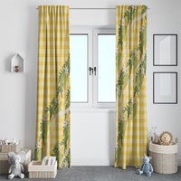 Aloha Puakenikeni Anthurium Pikake Lei Window Curtain Gold Hawaiian Palaka Pattern LT9 - Polynesian Pride