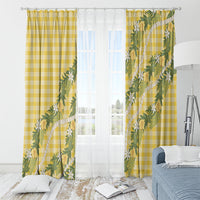 Aloha Puakenikeni Anthurium Pikake Lei Window Curtain Gold Hawaiian Palaka Pattern LT9 - Polynesian Pride