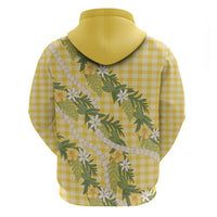 Aloha Puakenikeni Anthurium Pikake Lei Zip Hoodie Gold Hawaiian Palaka Pattern