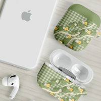 Aloha Puakenikeni Anthurium Pikake Lei AirPods Case Green Hawaiian Palaka Pattern LT9 - Polynesian Pride