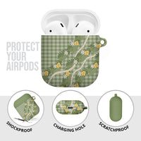 Aloha Puakenikeni Anthurium Pikake Lei AirPods Case Green Hawaiian Palaka Pattern LT9 - Polynesian Pride