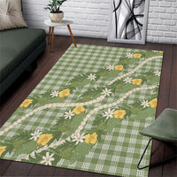 Aloha Puakenikeni Anthurium Pikake Lei Area Rug Green Hawaiian Palaka Pattern LT9 Green - Polynesian Pride