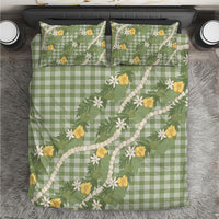 Aloha Puakenikeni Anthurium Pikake Lei Bedding Set Green Hawaiian Palaka Pattern