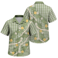 Aloha Puakenikeni Anthurium Pikake Lei Family Matching Puletasi and Hawaiian Shirt Green Hawaiian Palaka Pattern LT9 Son's Shirt Green - Polynesian Pride