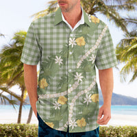 Aloha Puakenikeni Anthurium Pikake Lei Hawaiian Shirt Green Hawaiian Palaka Pattern LT9 - Polynesian Pride