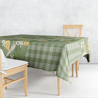 Aloha Puakenikeni Anthurium Pikake Lei Tablecloth Green Hawaiian Palaka Pattern