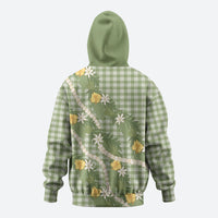 Aloha Puakenikeni Anthurium Pikake Lei Zip Hoodie Green Hawaiian Palaka Pattern LT9 - Polynesian Pride