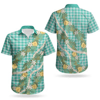 Aloha Puakenikeni Anthurium Pikake Lei Couples Matching Summer Maxi Dress and Hawaiian Shirt Marine Hawaiian Palaka Pattern LT9 - Polynesian Pride