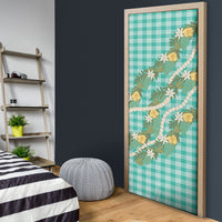 Aloha Puakenikeni Anthurium Pikake Lei Door Cover Marine Hawaiian Palaka Pattern LT9 - Polynesian Pride