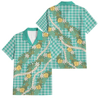Aloha Puakenikeni Anthurium Pikake Lei Family Matching Summer Maxi Dress and Hawaiian Shirt Marine Hawaiian Palaka Pattern LT9 Dad's Shirt - Short Sleeve Marine - Polynesian Pride