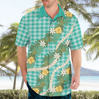 Aloha Puakenikeni Anthurium Pikake Lei Hawaiian Shirt Marine Hawaiian Palaka Pattern