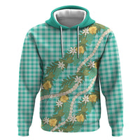 Aloha Puakenikeni Anthurium Pikake Lei Hoodie Marine Hawaiian Palaka Pattern LT9 Pullover Hoodie Marine - Polynesian Pride
