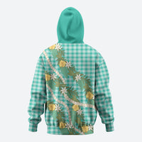 Aloha Puakenikeni Anthurium Pikake Lei Hoodie Marine Hawaiian Palaka Pattern LT9 - Polynesian Pride