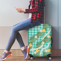 Aloha Puakenikeni Anthurium Pikake Lei Luggage Cover Marine Hawaiian Palaka Pattern LT9 - Polynesian Pride
