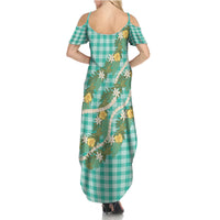 Aloha Puakenikeni Anthurium Pikake Lei Summer Maxi Dress Marine Hawaiian Palaka Pattern LT9 - Polynesian Pride