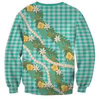 Aloha Puakenikeni Anthurium Pikake Lei Sweatshirt Marine Hawaiian Palaka Pattern
