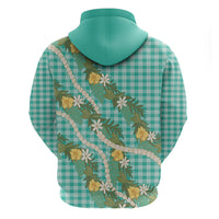 Aloha Puakenikeni Anthurium Pikake Lei Zip Hoodie Marine Hawaiian Palaka Pattern LT9 - Polynesian Pride