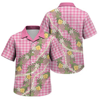 Aloha Puakenikeni Anthurium Pikake Lei Family Matching Off The Shoulder Long Sleeve Dress and Hawaiian Shirt Tropical Pink Hawaiian Palaka Pattern LT9 - Polynesian Pride
