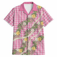 Aloha Puakenikeni Anthurium Pikake Lei Hawaiian Shirt Tropical Pink Hawaiian Palaka Pattern LT9 Pink - Polynesian Pride