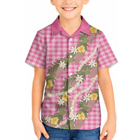 Aloha Puakenikeni Anthurium Pikake Lei Hawaiian Shirt Tropical Pink Hawaiian Palaka Pattern LT9 - Polynesian Pride