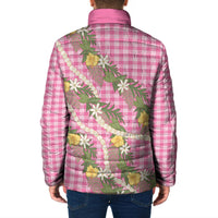 Aloha Puakenikeni Anthurium Pikake Lei Padded Jacket Tropical Pink Hawaiian Palaka Pattern LT9 - Polynesian Pride
