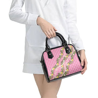 Aloha Puakenikeni Anthurium Pikake Lei Shoulder Handbag Tropical Pink Hawaiian Palaka Pattern