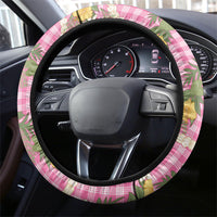 Aloha Puakenikeni Anthurium Pikake Lei Steering Wheel Cover Tropical Pink Hawaiian Palaka Pattern LT9 - Polynesian Pride