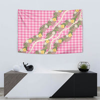 Aloha Puakenikeni Anthurium Pikake Lei Tapestry Tropical Pink Hawaiian Palaka Pattern LT9 - Polynesian Pride