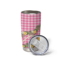 Aloha Puakenikeni Anthurium Pikake Lei Tumbler Cup Tropical Pink Hawaiian Palaka Pattern LT9 - Polynesian Pride