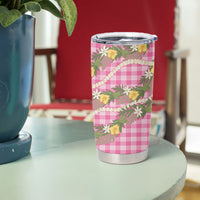 Aloha Puakenikeni Anthurium Pikake Lei Tumbler Cup Tropical Pink Hawaiian Palaka Pattern LT9 - Polynesian Pride