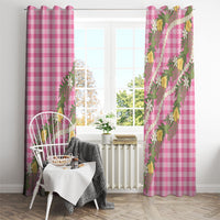 Aloha Puakenikeni Anthurium Pikake Lei Window Curtain Tropical Pink Hawaiian Palaka Pattern
