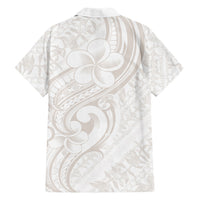Hawaii Plumeria Lokelani Pikake Lei Family Matching Long Sleeve Bodycon Dress and Hawaiian Shirt Sandy Beige Polynesian Tattoo LT9 Dad's Shirt - Long Sleeve Beige - Polynesian Pride