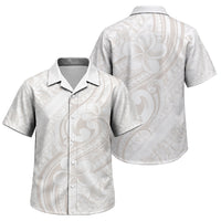Hawaii Plumeria Lokelani Pikake Lei Family Matching Off Shoulder Short Dress and Hawaiian Shirt Sandy Beige Polynesian Tattoo LT9 Son's Shirt Beige - Polynesian Pride