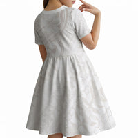 Hawaii Plumeria Lokelani Pikake Lei Kid Short Sleeve Dress Sandy Beige Polynesian Tattoo LT9 - Polynesian Pride