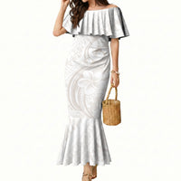 Hawaii Plumeria Lokelani Pikake Lei Mermaid Dress Sandy Beige Polynesian Tattoo LT9 Women Beige - Polynesian Pride
