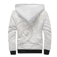 Hawaii Plumeria Lokelani Pikake Lei Sherpa Hoodie Sandy Beige Polynesian Tattoo