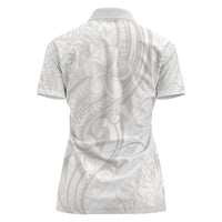 Hawaii Plumeria Lokelani Pikake Lei Women Polo Shirt Sandy Beige Polynesian Tattoo