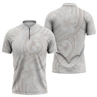 Hawaii Plumeria Lokelani Pikake Lei Zipper Polo Shirt Sandy Beige Polynesian Tattoo LT9 - Polynesian Pride