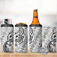 Hawaii Plumeria Lokelani Pikake Lei 4 in 1 Can Cooler Tumbler Ele'ele Polynesian Tattoo