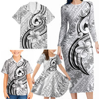 Hawaii Plumeria Lokelani Pikake Lei Family Matching Long Sleeve Bodycon Dress and Hawaiian Shirt Ele'ele Polynesian Tattoo LT9 - Polynesian Pride