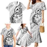 Hawaii Plumeria Lokelani Pikake Lei Family Matching Mermaid Dress and Hawaiian Shirt Ele'ele Polynesian Tattoo